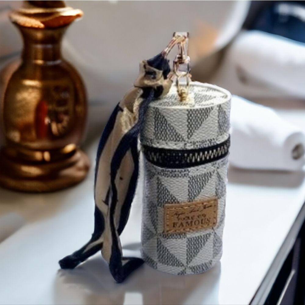 White Vintage Lipstick Barrel Mini Bag Clip Retro Coin Purse Luxe Scarf Charm